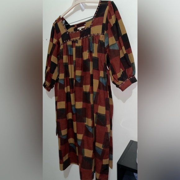 Umber & Ochre Devi Peasant Dress in Blocks NWOT - Picture 9 of 14